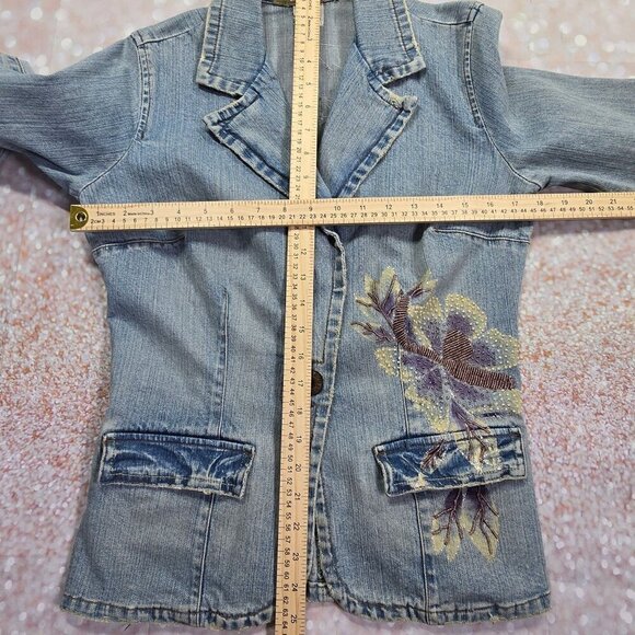 Z.Cavaricci Beaded and Sequin Jean Blazer, Women's Medium - Picture 11 of 14